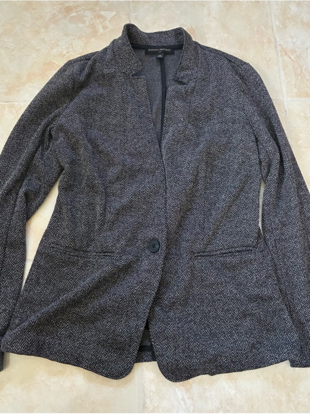 Banana Republic Women's Charcoal Herringbone Single-Button Blazer
